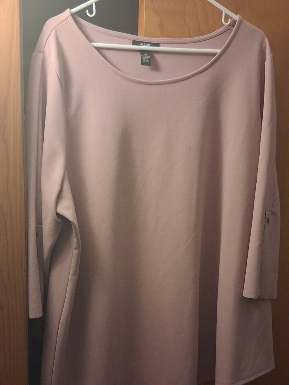 Alfani Tunic 3/4 Sleeve Hem Scoop Neck Asymmetrical Pink Size 3X